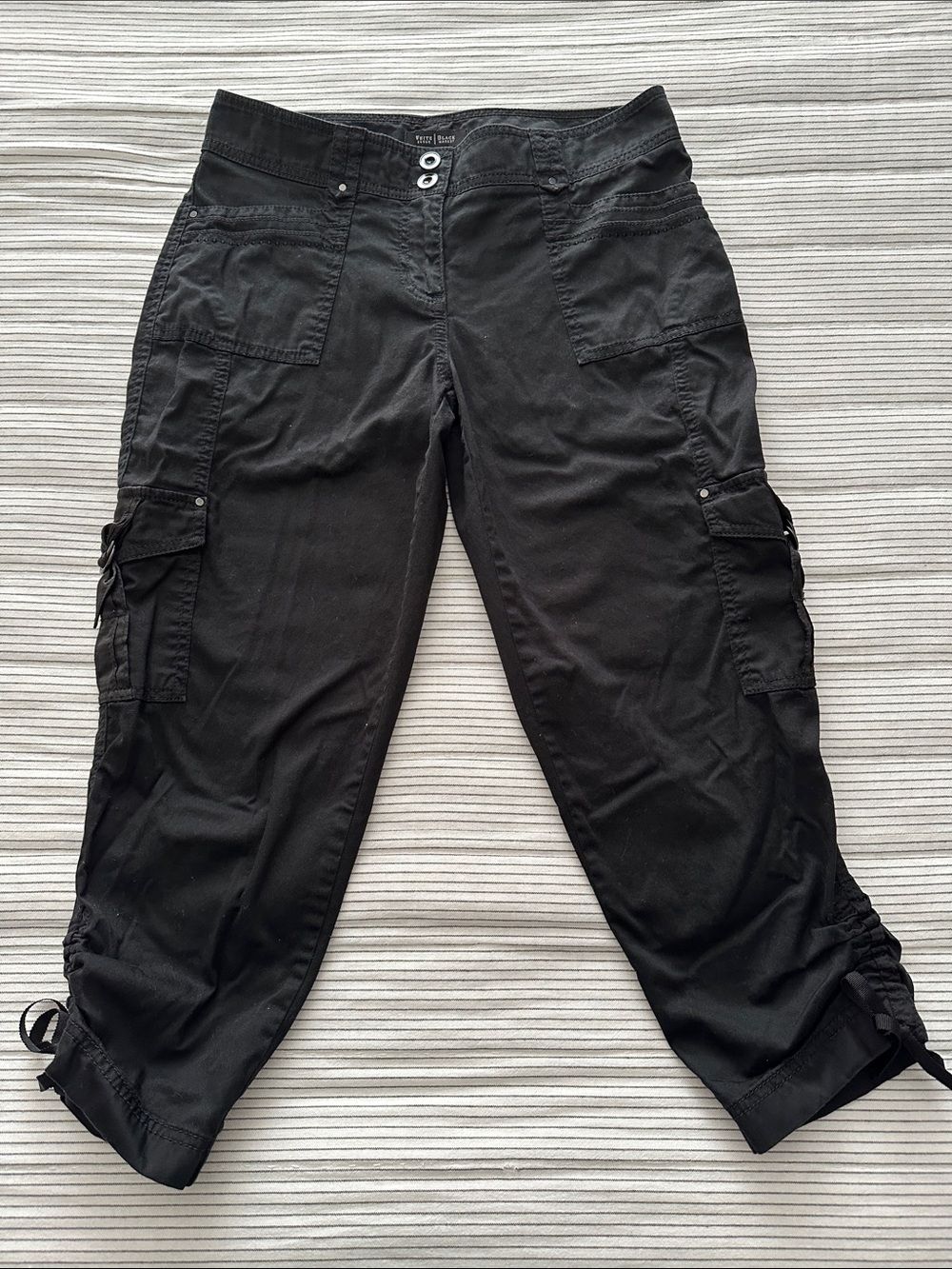 White House Black Market Black Cropped Cargo Pants 6